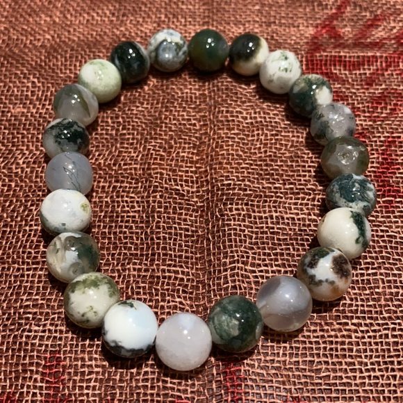 Katmandu Trading Company Jewelry - 8MM Tree Agate Bead Bracelet